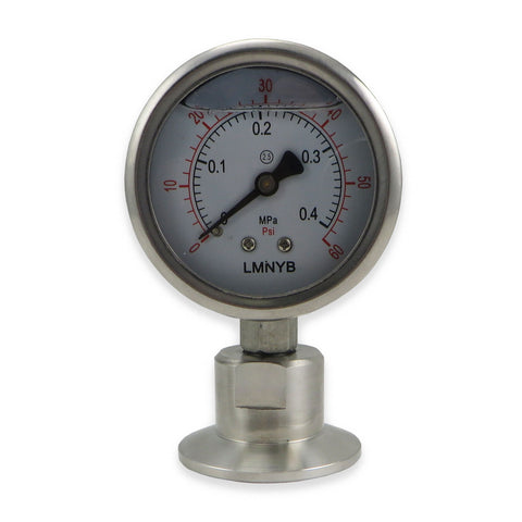 Tri Clover Pressure Gauge - 1.5" TC 0-60 PSI - Canadian Homebrewing Supplier - Free Shipping - Canuck Homebrew Supply