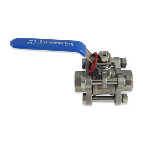 SS Brewtech 3 Piece Ball Valve - 1/2" Female NPT - Canadian Homebrewing Supplier - Free Shipping - Canuck Homebrew Supply