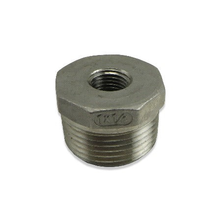 Stainless Steel Reducer Bushing - 1" MPT to 1/4" FPT