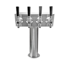 Stainless Steel Quadruple Faucet ‘Tee’ Wine Tower