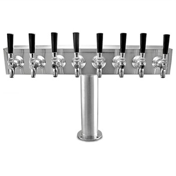 Taprite Stainless Steel 8 Faucet "T" Beer Tower with Glycol Lines