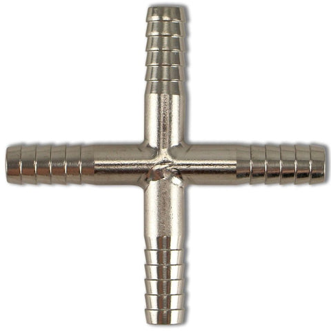 Stainless Steel Cross - 1/4" Barb - Canadian Homebrewing Supplier - Free Shipping - Canuck Homebrew Supply